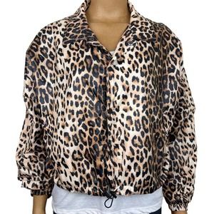 Forever 21 Cropped Leopard Print Windbreaker Jacket Size 1x